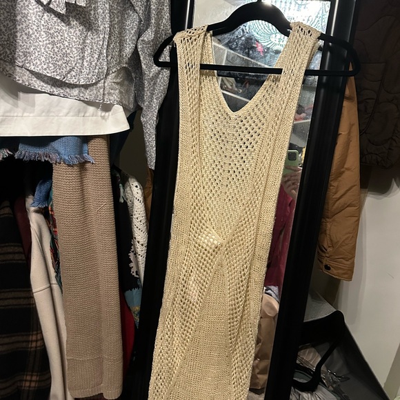 NWT Maeve by Anthropologie Crochet Maxi Dress Beach Cover Up - Neutral - OSFA - Picture 4 of 5